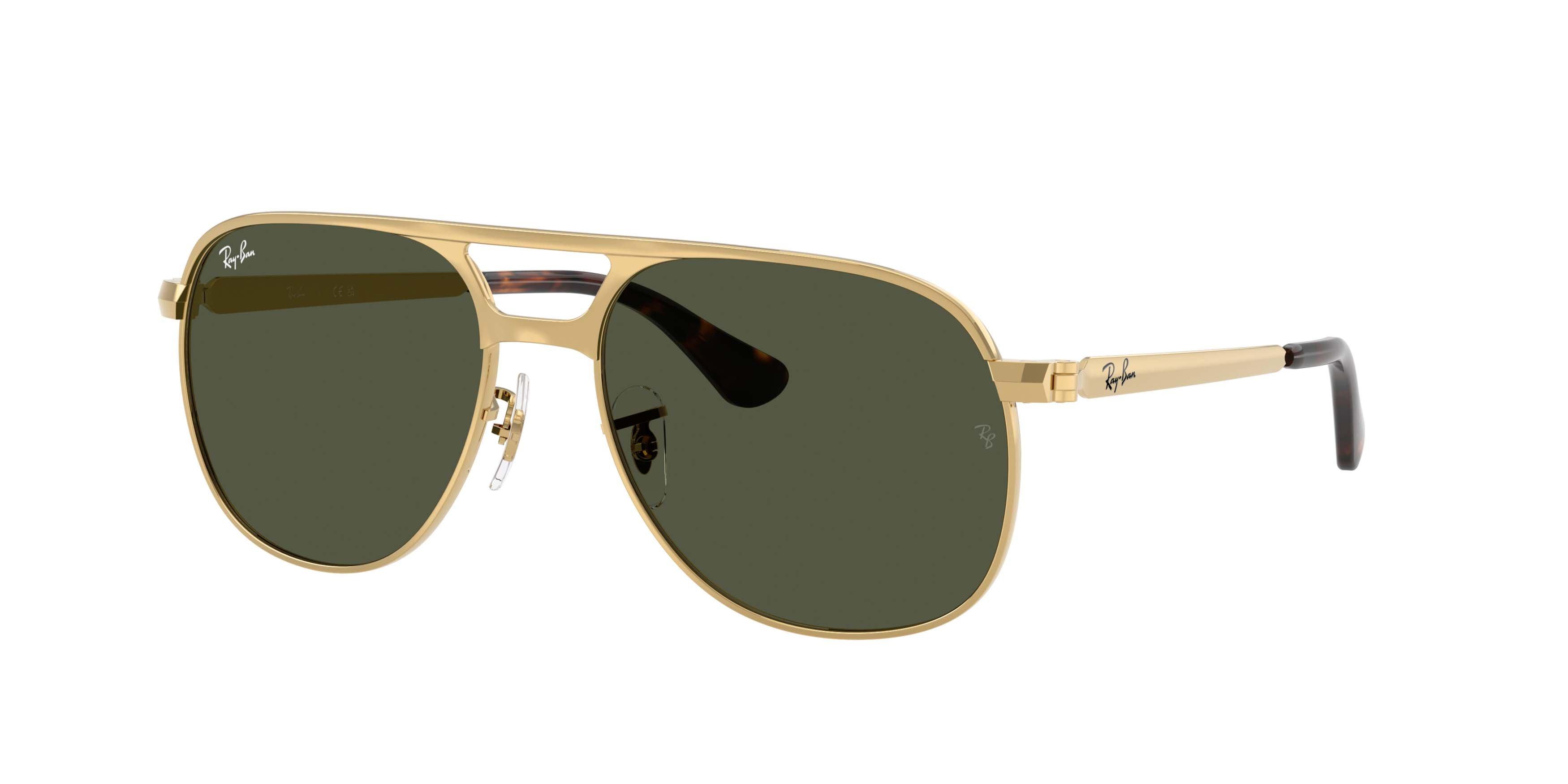 Ray-Ban Bill Max Dark Green Sunglasses - Polished Arista Gold - GOLD/GREEN